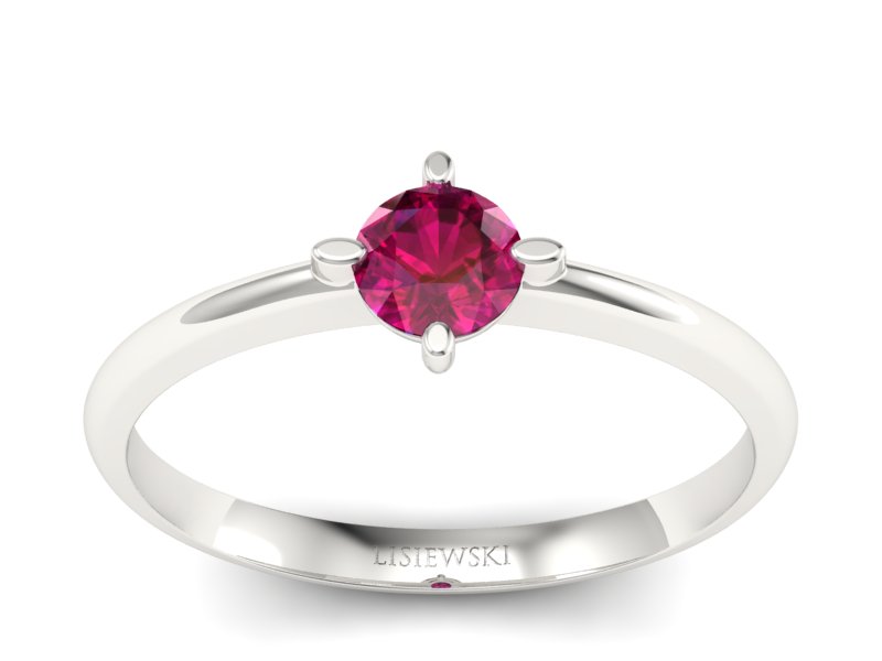 Złoty pierścionek z rubinem białe złoto - p15101br