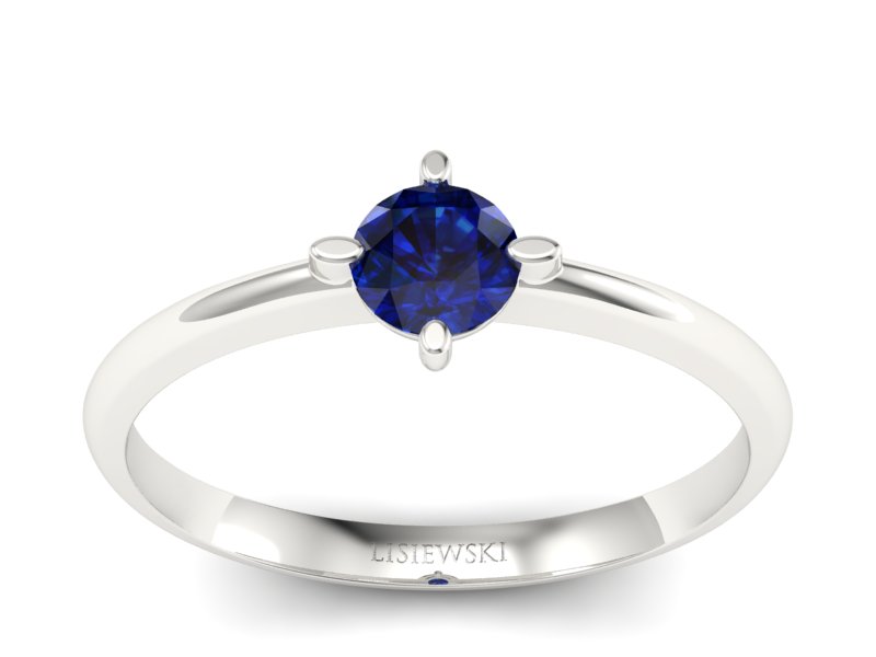 Złoty pierścionek z szafirem białe złoto - p15101bsz
