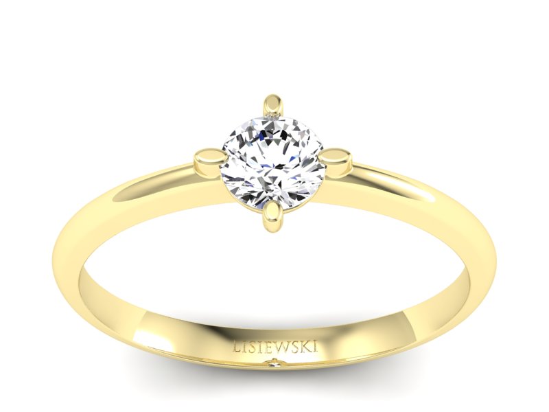 Złoty pierścionek z brylantem żółte złoto - P15101z