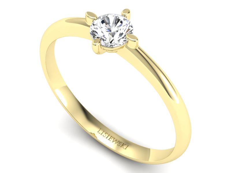 Złoty pierścionek z brylantem żółte złoto - P15101z — zdjęcie 3