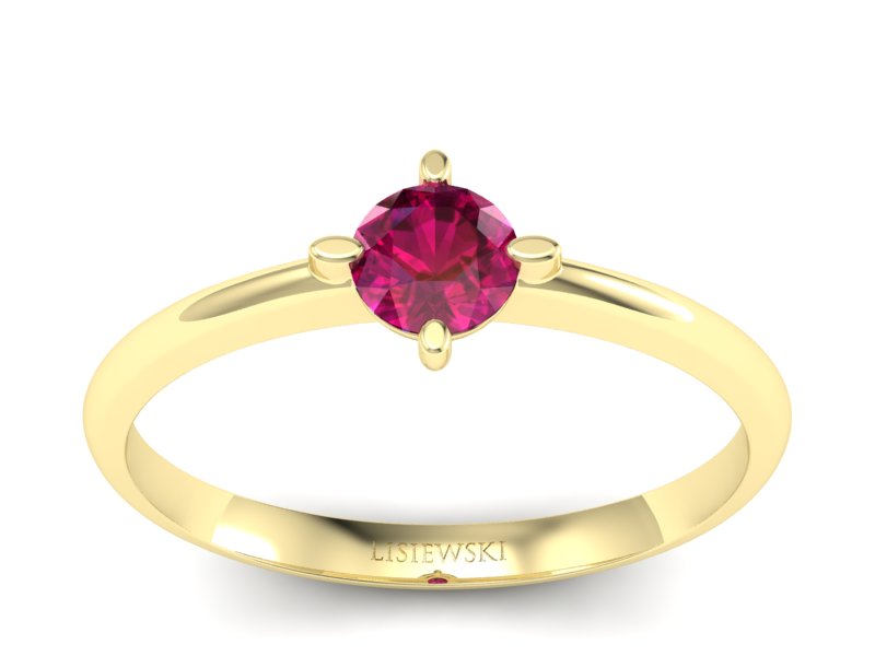 Pierścionek zaręczynowy z rubinem żółte złoto - p15101zr