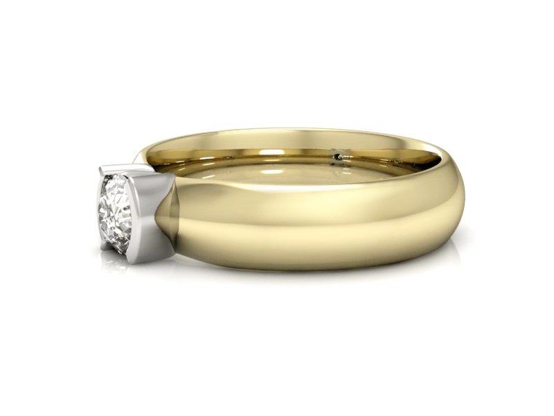 Pierścionek z diamentem żółte i białe złoto 585 - P15103ZB - 2
