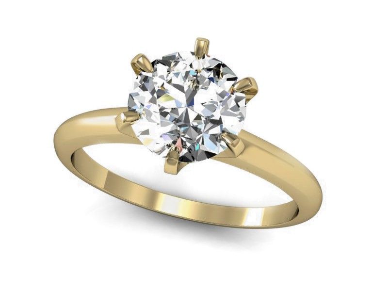 Klasyczny Złoty pierścionek z diamentami żółte złoto 585 - P15104z - 1