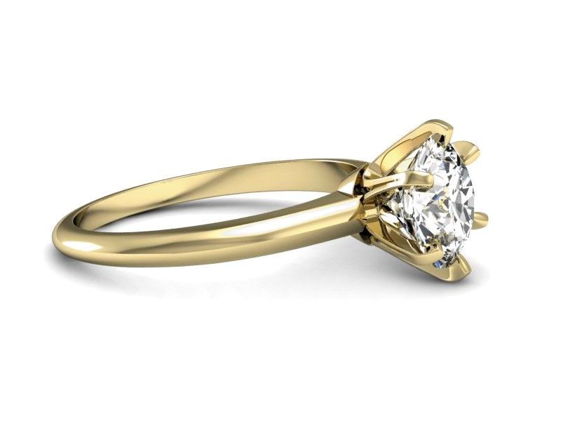 Klasyczny Złoty pierścionek z diamentami żółte złoto 585 - P15104z - 2