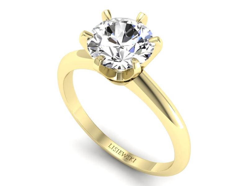 Złoty pierścionek z diamentami żółte złoto - P15104z — zdjęcie 3