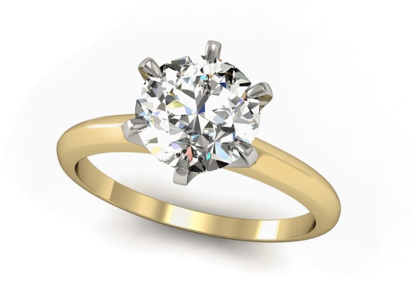 Pierścionek z diamentem żółte i białe złoto proba 585 - P15104zb - 1