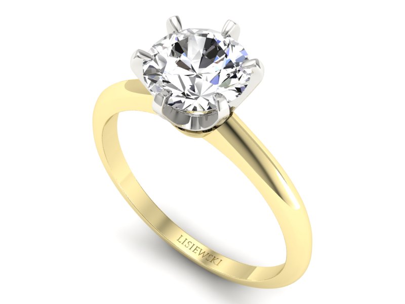 Pierścionek z diamentem żółte i białe złoto - P15104zb — zdjęcie 3