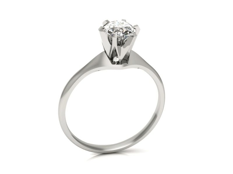 Złoty pierścionek z brylantem białe złoto - P15105bbr — zdjęcie 3