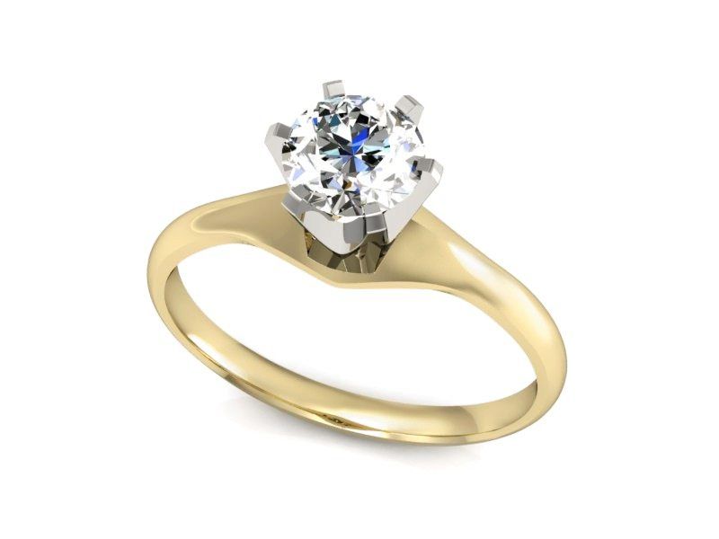 Złoty Pierścionek zaręczynowy z brylantem - P15105ZB - 1