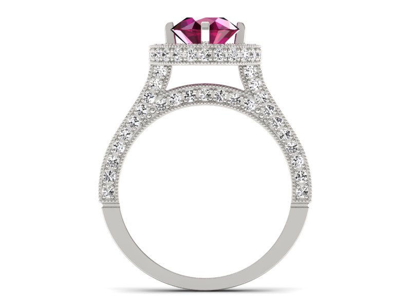 Pierścionek z rubinem i brylantami białe złoto - p15106br — zdjęcie 2