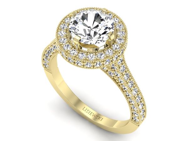 Pierścionek zaręczynowy z brylantami żółte złoto - p15106z