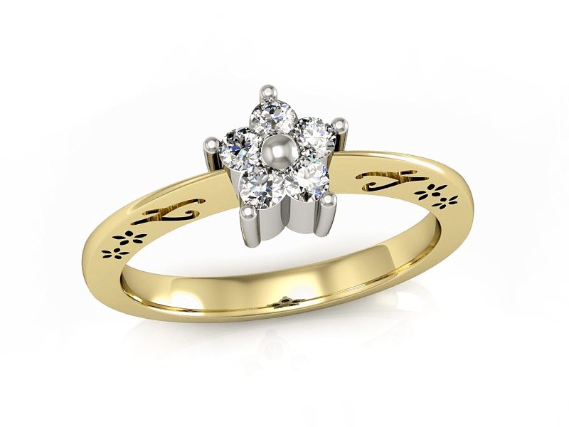 Pierścionek z diamentami żółte i białe złoto - P15108BZ
