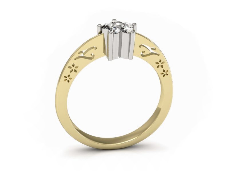 Pierścionek z diamentami żółte i białe złoto - P15108BZ — zdjęcie 3
