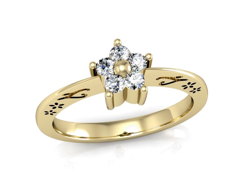 Złoty pierścionek z brylantami żółte złoto - P15108Z