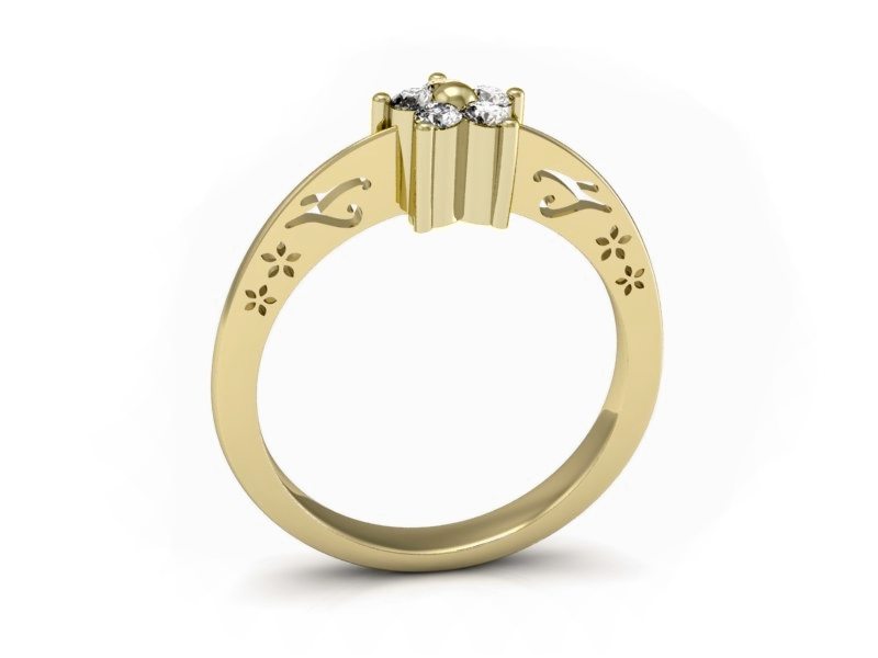 Złoty pierścionek z brylantami żółte złoto - P15108Z — zdjęcie 3