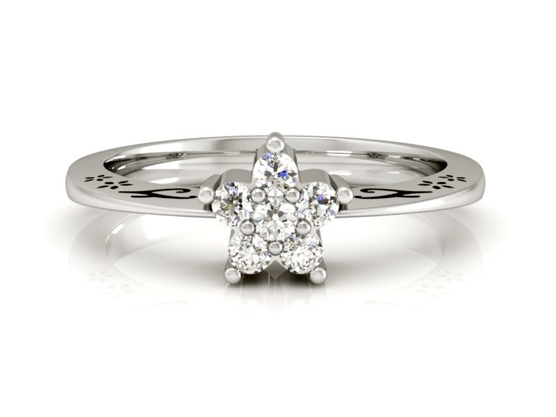 Złoty pierścionek z brylantami białe złoto - P15109B — zdjęcie 2