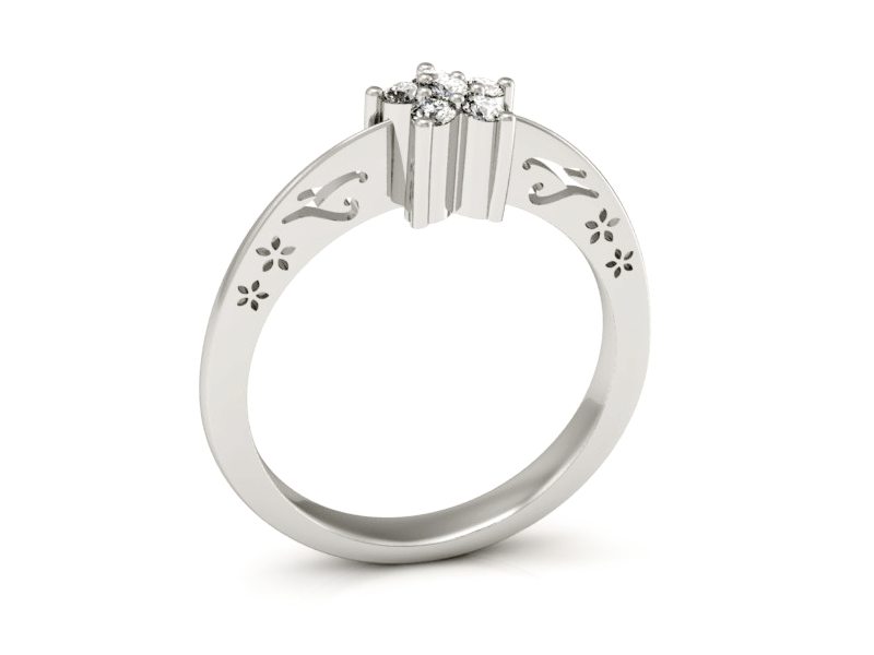 Złoty pierścionek z brylantami białe złoto - P15109B — zdjęcie 3