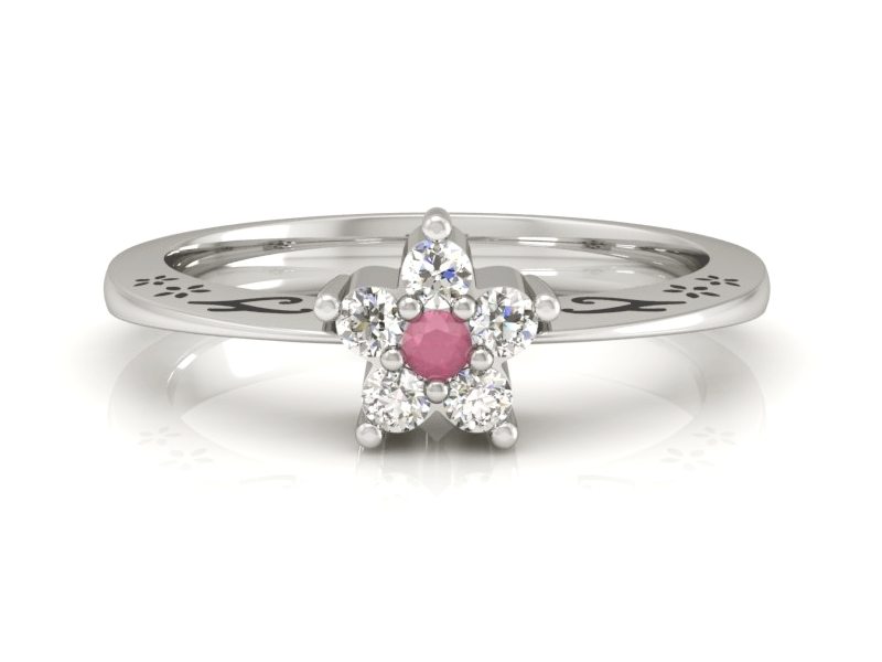 Pierścionek z rubinem i brylantami białe złoto - P15109Br — zdjęcie 2