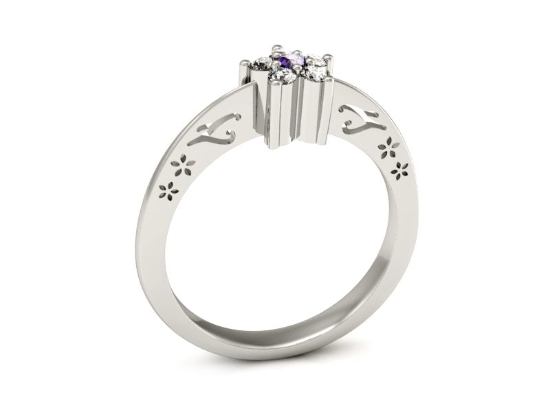 Pierścionek z tanzanitem białe złoto z brylantami - P15109BT — zdjęcie 3