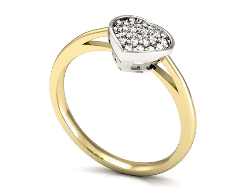 Pierścionek z diamentami żółte i białe złoto - P15110bz — zdjęcie 3