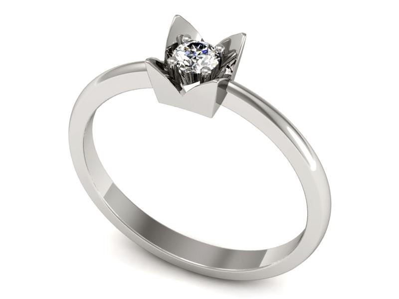 Złoty pierścionek z brylantem białe złoto - P15111b — zdjęcie 3