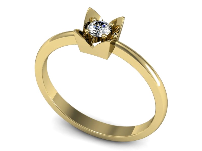 Złoty pierścionek z brylantem żółte złoto - P15111z — zdjęcie 3