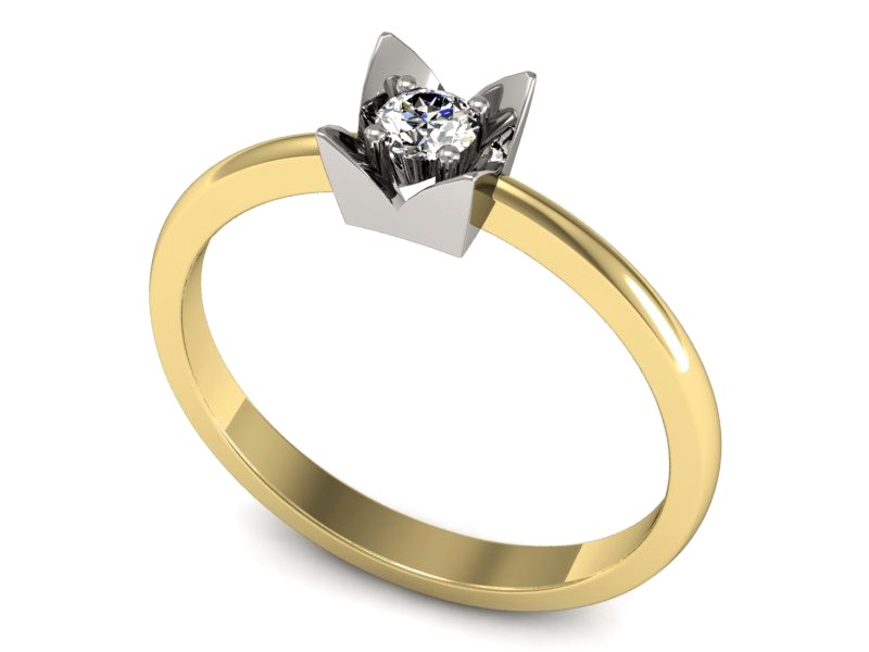Pierścionek z diamentem żółte i białe złoto - P15111zb — zdjęcie 3