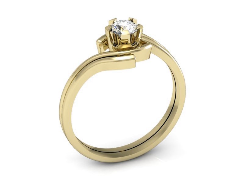 Złoty pierścionek z brylantem żółte złoto - P15112Z — zdjęcie 3