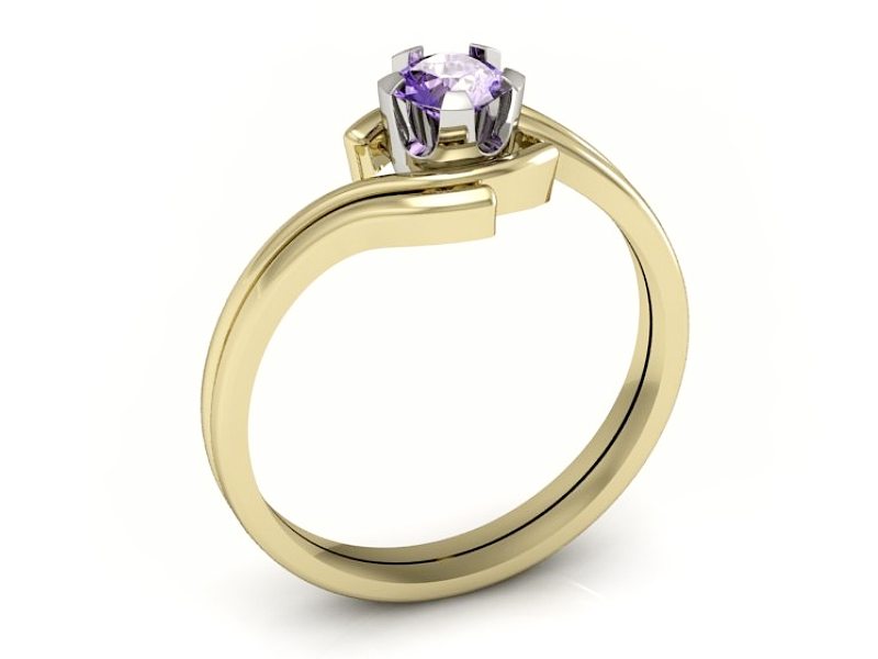 Pierścionek z tanzanitem żółte białe złoto - P15112ZBt — zdjęcie 3