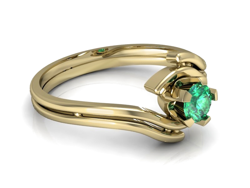 Złoty pierścionek ze szmaragdem - P15112Zsm — zdjęcie 2