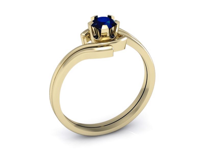 Złoty pierścionek z szafirem żółte złoto - P15112Zsz — zdjęcie 3