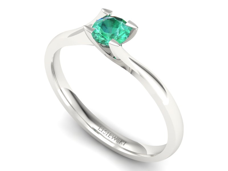 Czarujący złoty pierścionek ze szmaragdem - P15113Bsm — zdjęcie 3