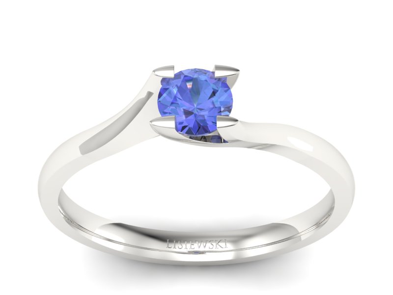 Złoty pierścionek z tanzanitem białe złoto - P15113Bt