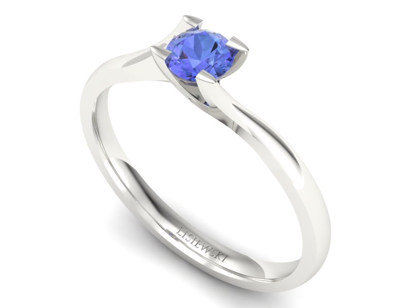 Złoty pierścionek z tanzanitem białe złoto - P15113Bt — zdjęcie 3