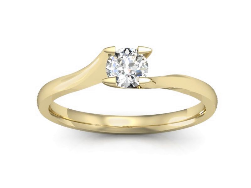 Złoty pierścionek zaręczynowy z brylantem - P15113Z — zdjęcie 4