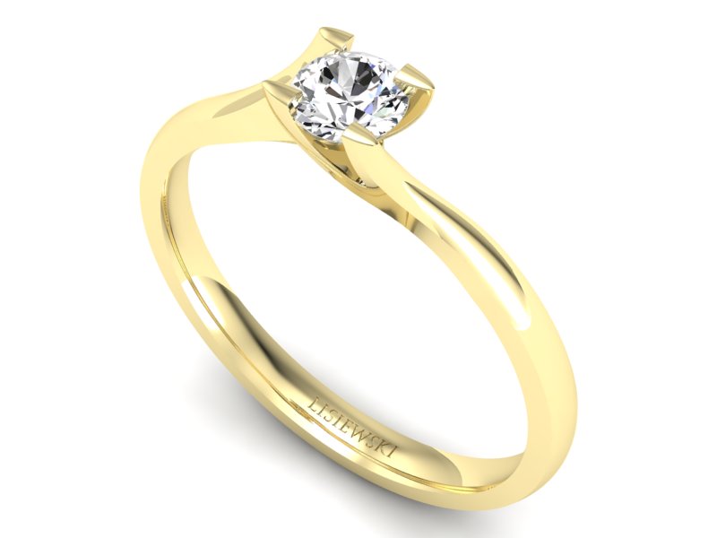 Złoty pierścionek zaręczynowy z brylantem - P15113Z — zdjęcie 3