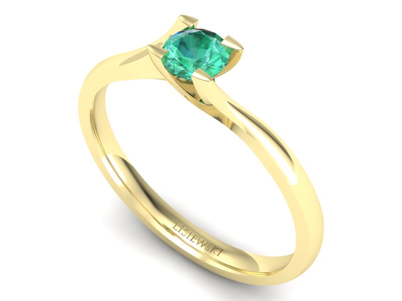 Złoty pierścionek ze szmaragdem - P15113Zsm — zdjęcie 3