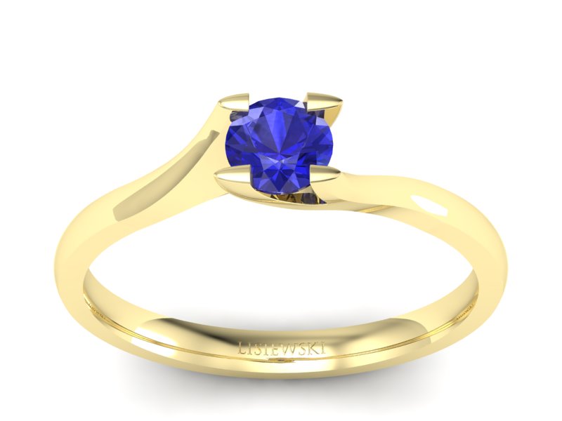 Złoty pierścionek z szafirem żółte złoto - p15113zszc