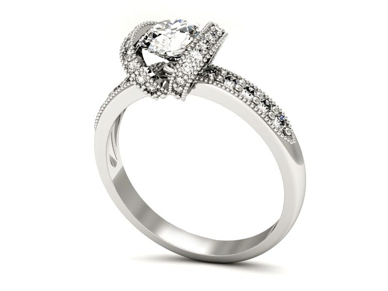 Pierścionek zaręczynowy z brylantami białe złoto - P15114b — zdjęcie 3