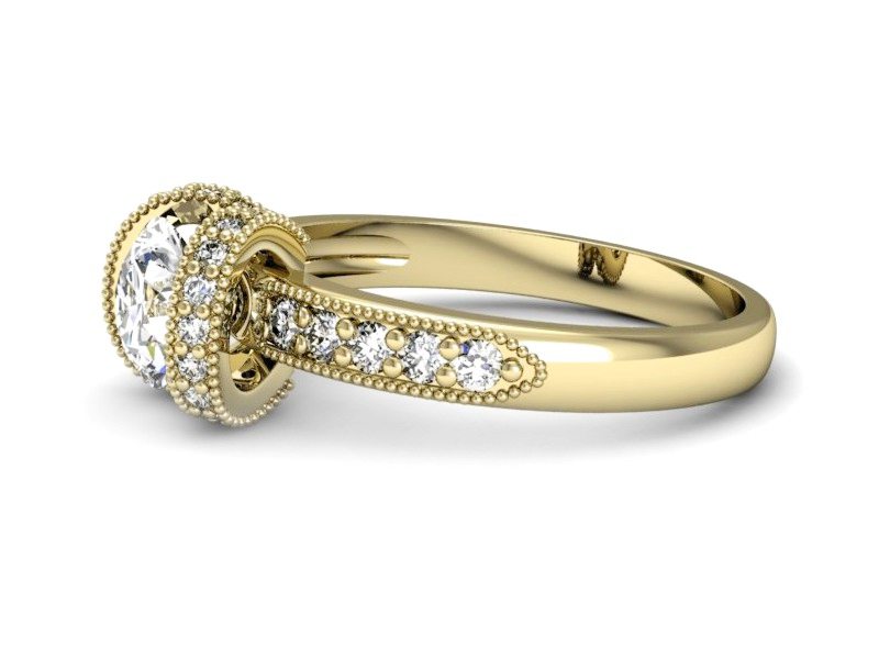 Pierścionek zaręczynowy z brylantami żółte złoto - p15114z — zdjęcie 2