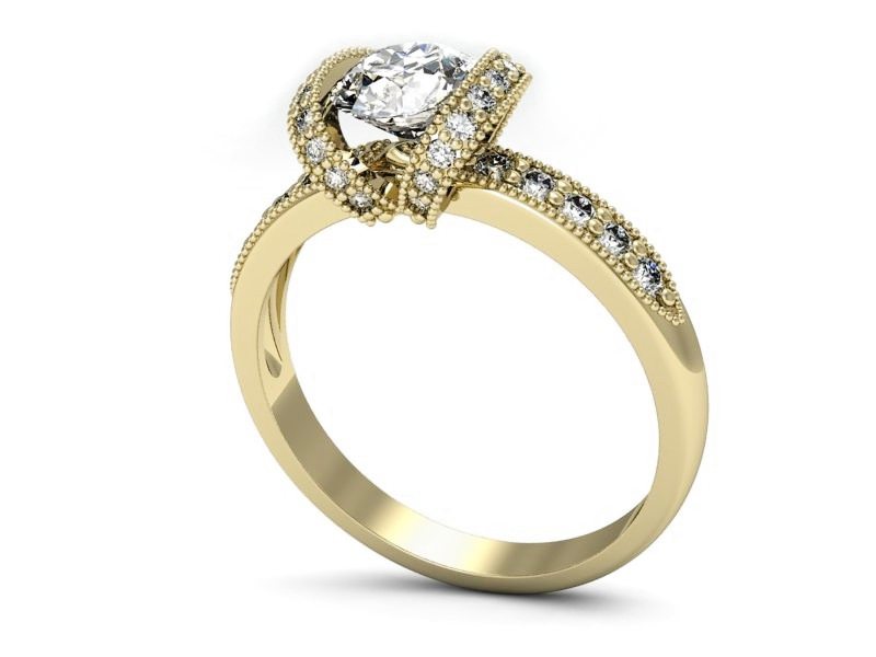 Pierścionek zaręczynowy z brylantami żółte złoto - p15114z — zdjęcie 3