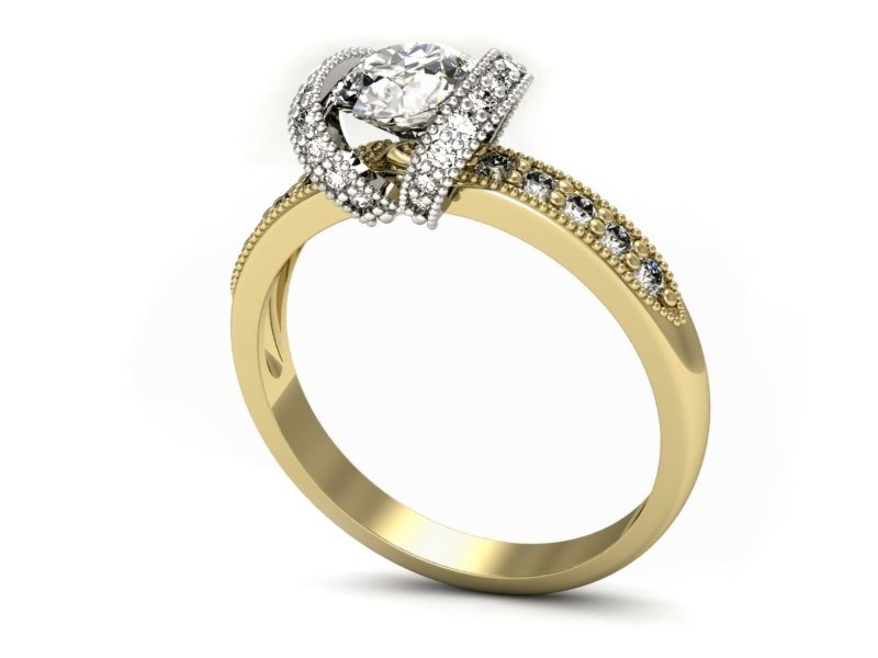 Pierścionek zaręczynowy z brylantami - p15114zb — zdjęcie 3