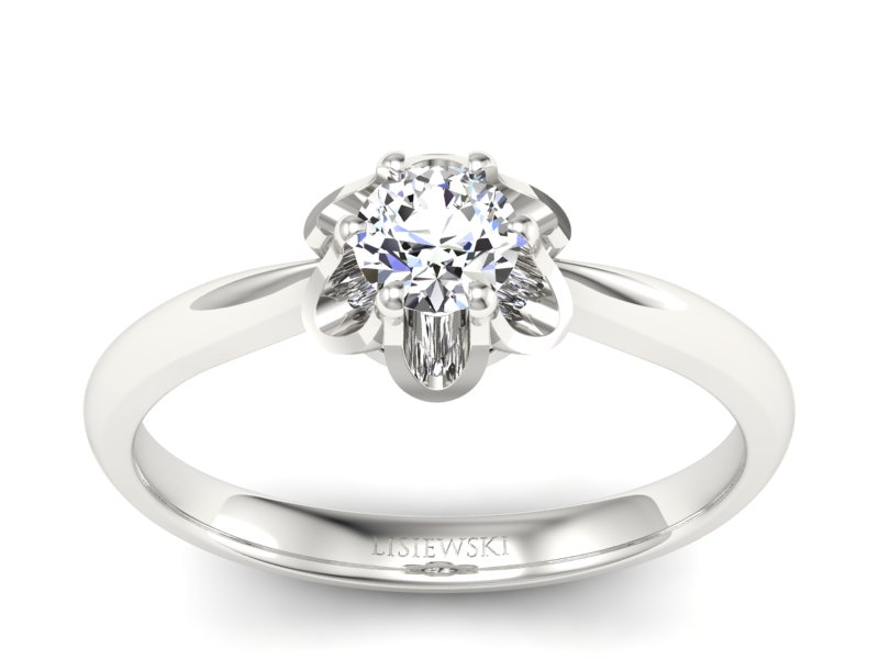 Złoty pierścionek z brylantem białe złoto - P15115b_SIH