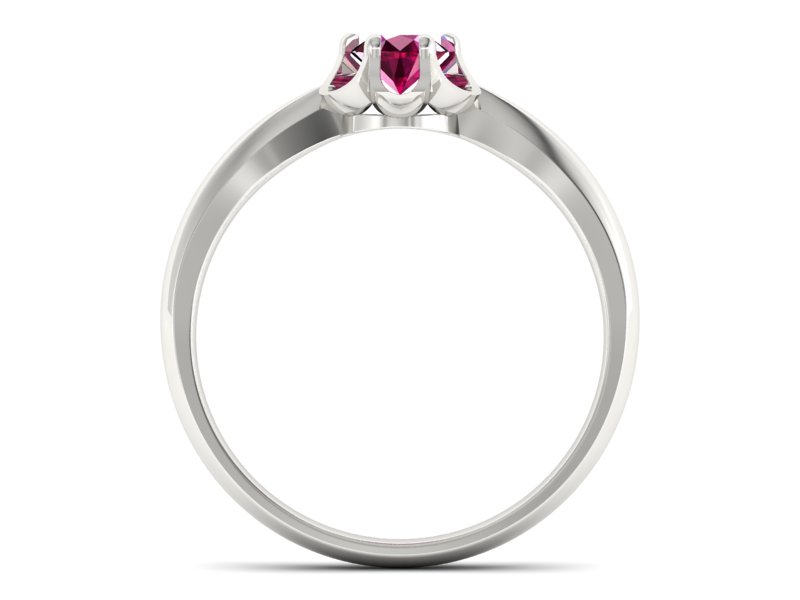 Złoty pierścionek z rubinem białe złoto - P15115br — zdjęcie 2