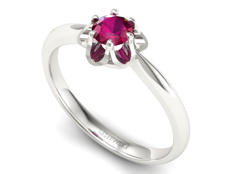 Złoty pierścionek z rubinem białe złoto - P15115br — zdjęcie 3