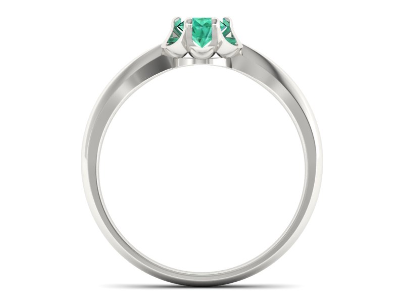 Złoty pierścionek białe złoto ze szmaragdem - P15115bsm — zdjęcie 2