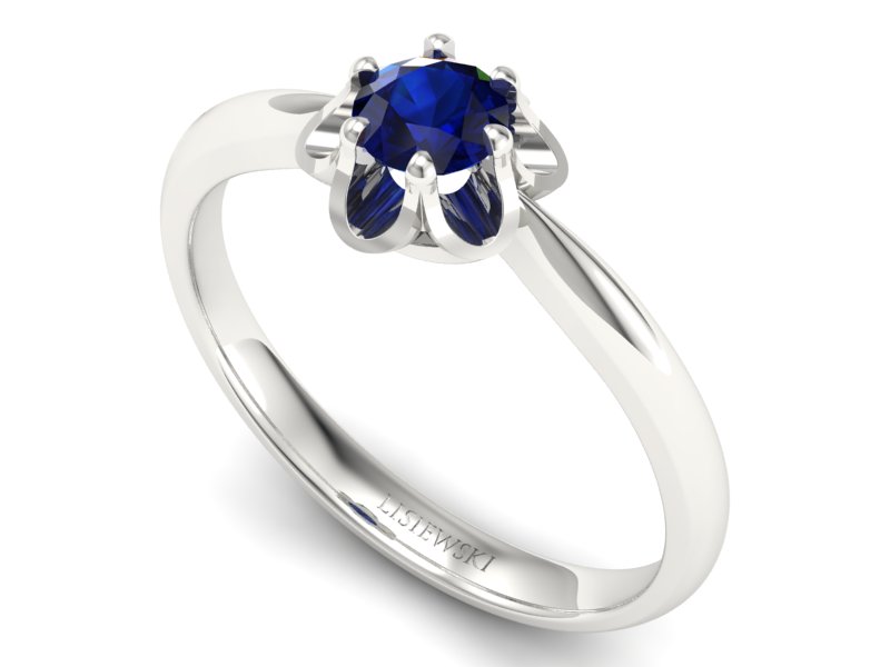 Złoty pierścionek z szafirem białe złoto - P15115bsz — zdjęcie 3