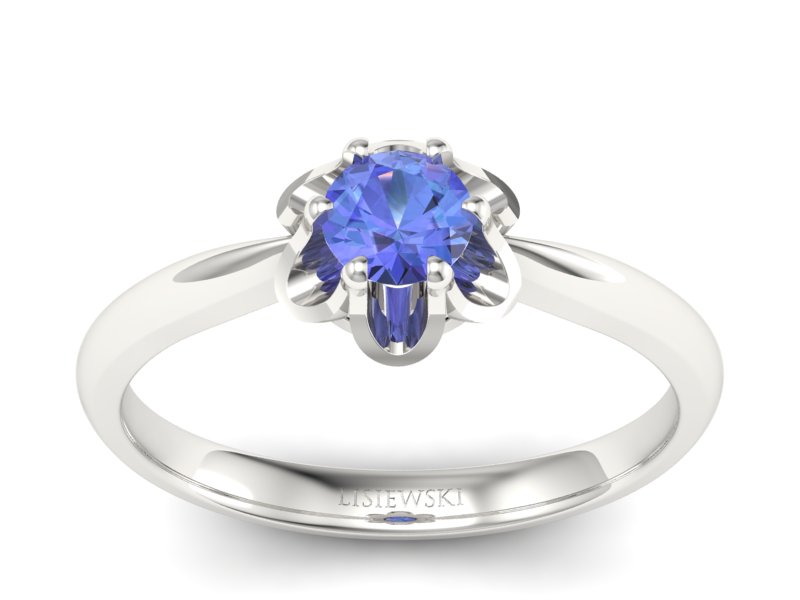 Złoty pierścionek z tanzanitem białe złoto - P15115bt