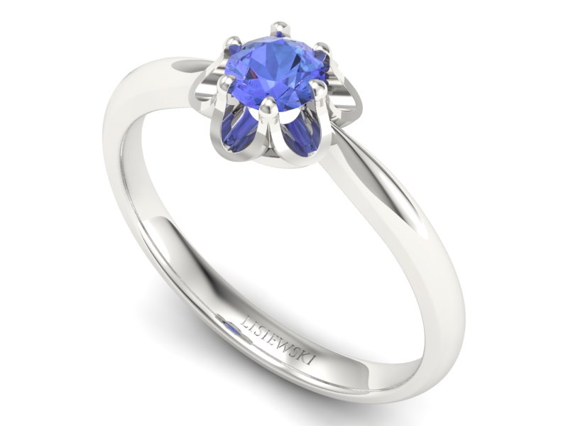 Złoty pierścionek z tanzanitem białe złoto - P15115bt — zdjęcie 3
