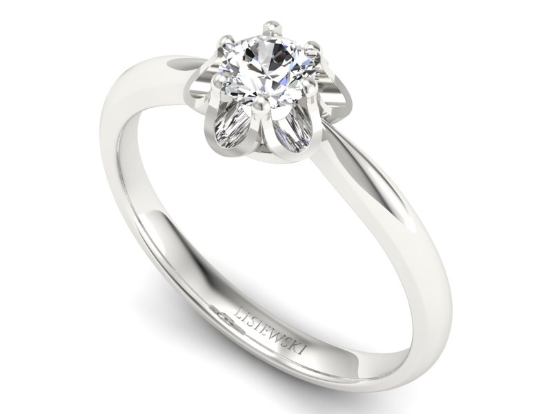 Klasyczny pierścionek z platyny z brylantem - P15115pt_ — zdjęcie 3